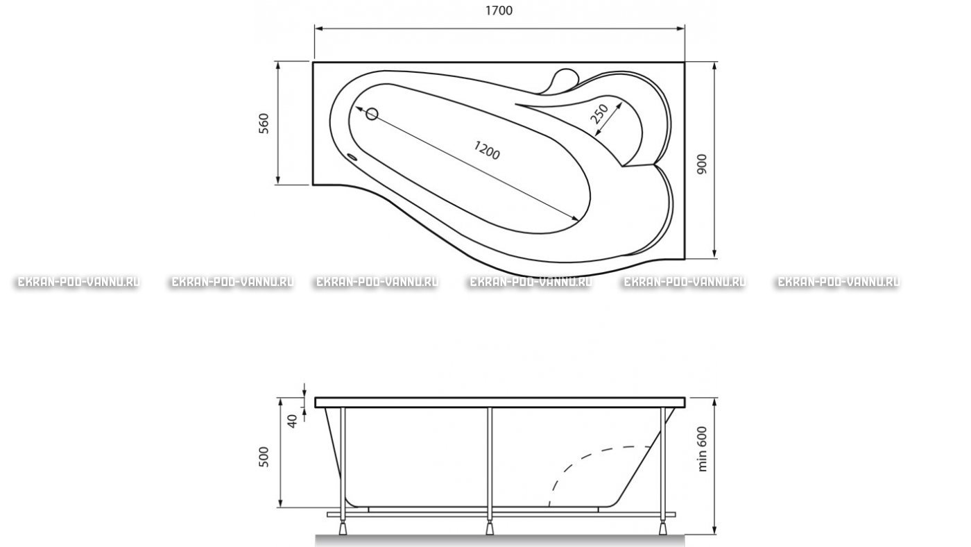Акриловая ванна Relisan Isabella 170x90x60 – купить по цене 24130 руб. в интернет-магазине в городе Воронеж картинка 13