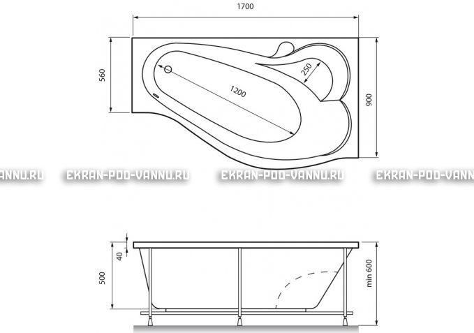 Акриловая ванна Relisan Isabella 170x90x60 – купить по цене 24130 руб. в интернет-магазине в городе Воронеж картинка 4