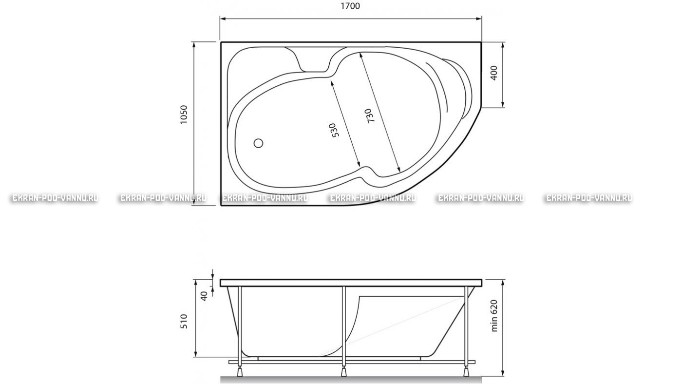 Акриловая ванна Relisan Sofi 170x105 – купить по цене 23480 руб. в интернет-магазине в городе Воронеж картинка 13