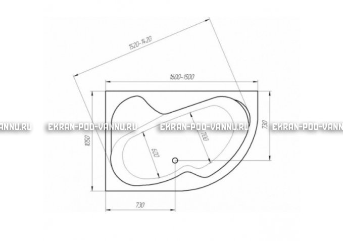 Акриловая ванна 1MarKa Aura 150x105 – купить по цене 16250 руб. в интернет-магазине в городе Воронеж картинка 3