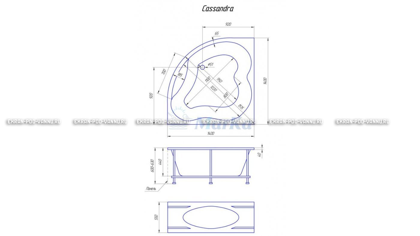 Акриловая ванна 1MarKa Cassandra 140x140 – купить по цене 18620 руб. в интернет-магазине в городе Воронеж картинка 19