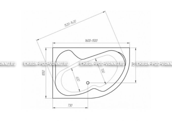 Акриловая ванна 1MarKa Imago 160x105 – купить по цене 16700 руб. в интернет-магазине в городе Воронеж картинка 3