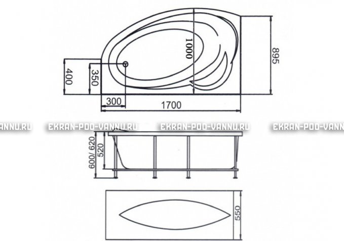 Акриловая ванна 1MarKa Julianna 170x100 – купить по цене 21320 руб. в интернет-магазине в городе Воронеж картинка 3