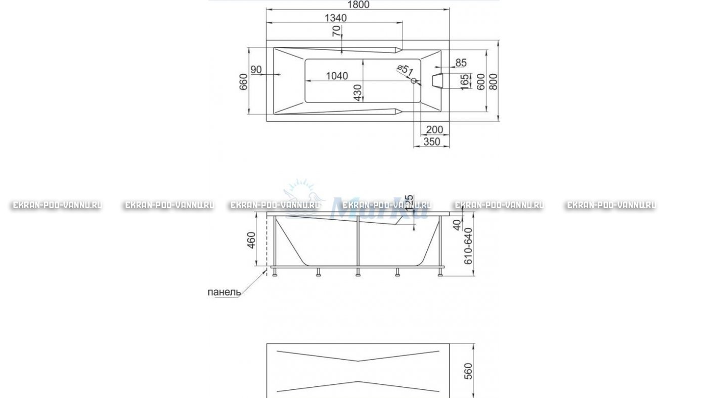 Акриловая ванна 1MarKa Raguza 180x80 – купить по цене 17854 руб. в интернет-магазине в городе Воронеж картинка 13