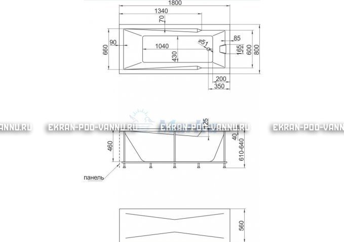 Акриловая ванна 1MarKa Raguza 180x80 – купить по цене 17854 руб. в интернет-магазине в городе Воронеж картинка 4
