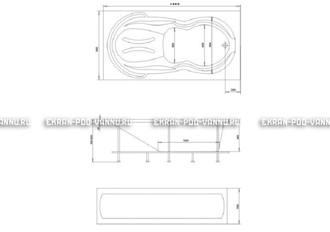 Акриловая ванна 1MarKa Taormina 180x90 – купить по цене 17670 руб. в интернет-магазине в городе Воронеж картинка 3