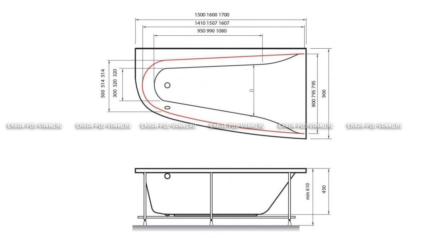 Акриловая ванна Vayer Boomerang 170x90 – купить по цене 47600 руб. в интернет-магазине в городе Воронеж картинка 10