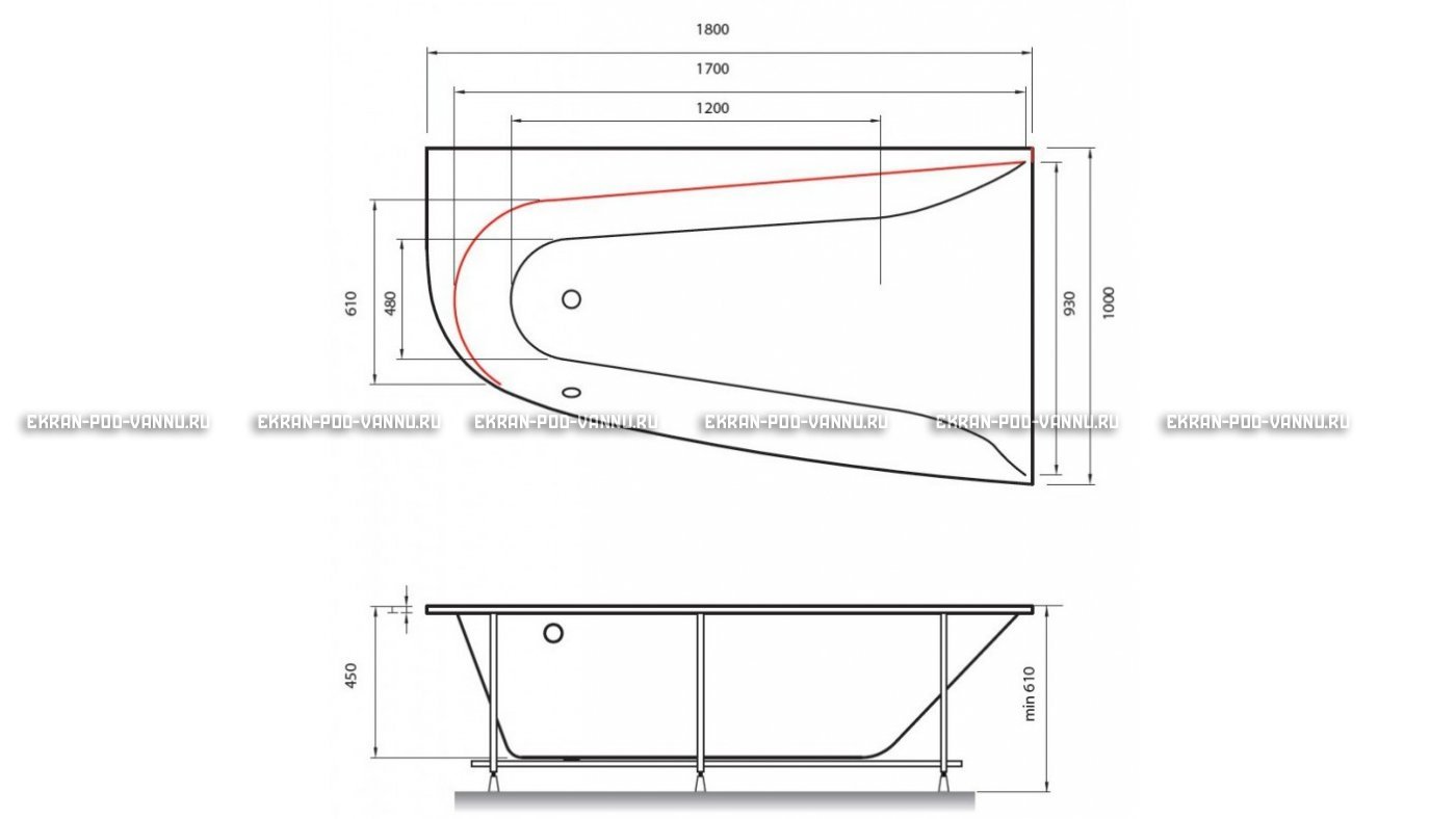 Акриловая ванна Vayer Boomerang 180x100 – купить по цене 53030 руб. в интернет-магазине в городе Воронеж картинка 13