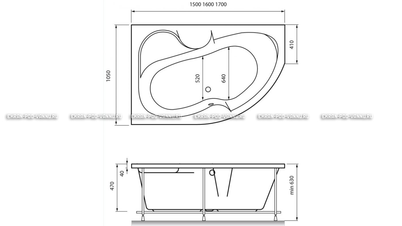 Акриловая ванна Vayer Azalia 170x105 – купить по цене 28800 руб. в интернет-магазине в городе Воронеж картинка 16