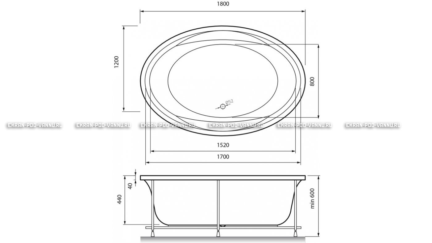Акриловая ванна Vayer Opal 180x120 – купить по цене 33850 руб. в интернет-магазине в городе Воронеж картинка 13
