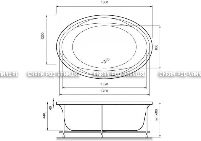 Акриловая ванна Vayer Opal 180x120 – купить по цене 33850 руб. в интернет-магазине в городе Воронеж картинка 4